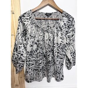 EXPRESS Womens Size Small Top With Long Sleeve Gray Black Cheetah Print